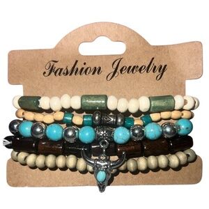 NEW 5 Piece Stackable Beaded Bracelet Set